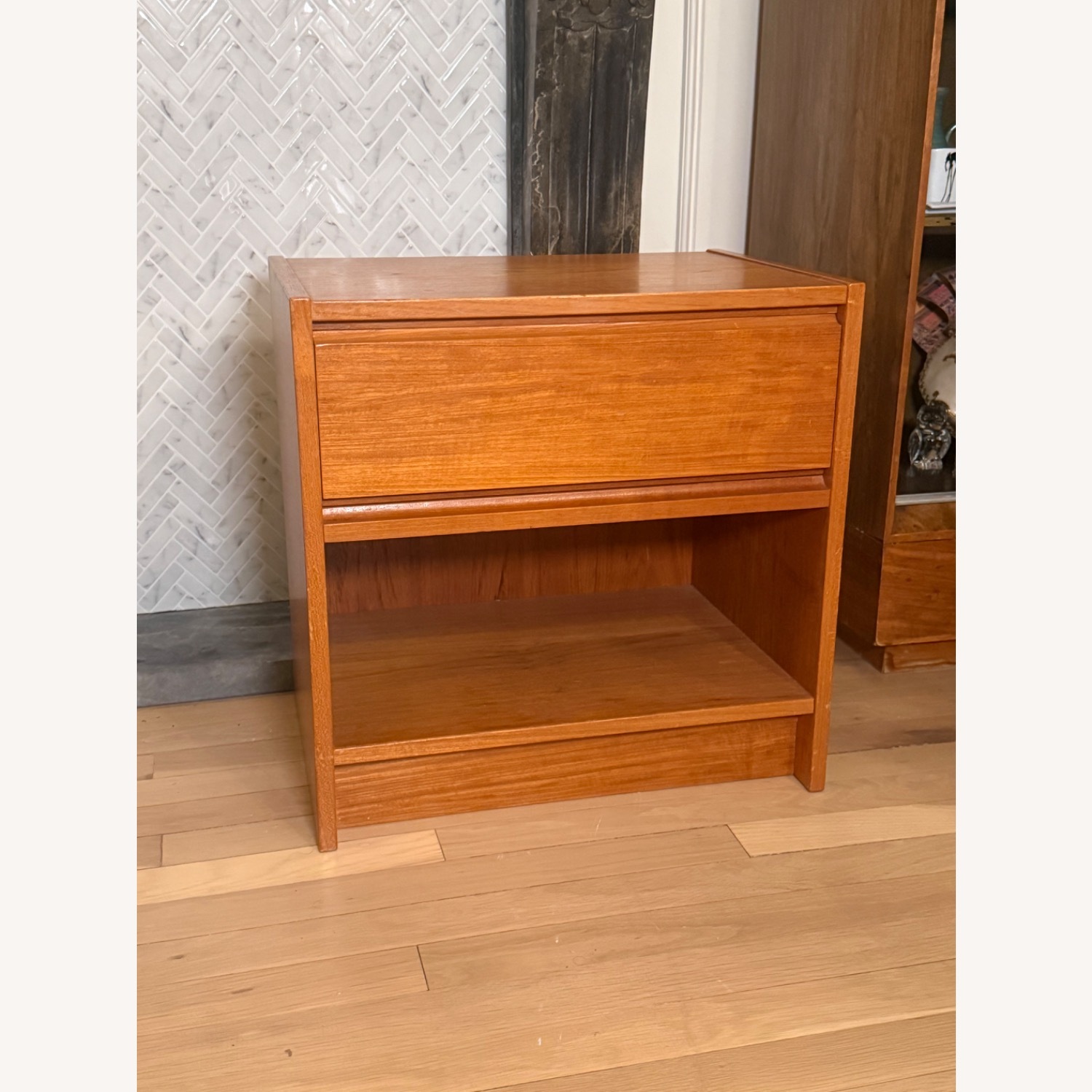 Mid-Century Teak Nightstand with Dovetail Drawer - image-1