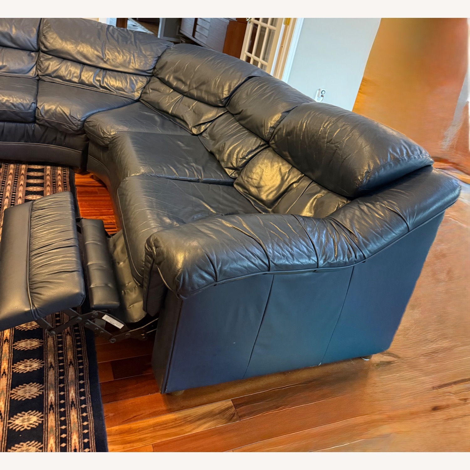 Navy Leather 2 Piece Wedge Sectional - image-3