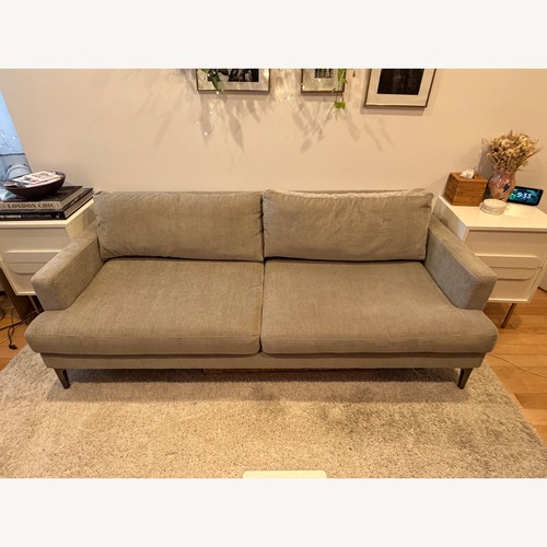 Used West Elm Andes Light Gray Velvet 2 Seater Sofa for sale on AptDeco