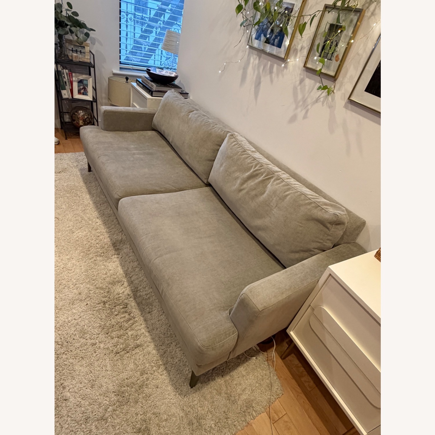 West Elm Andes Light Gray Velvet 2 Seater Sofa - image-2