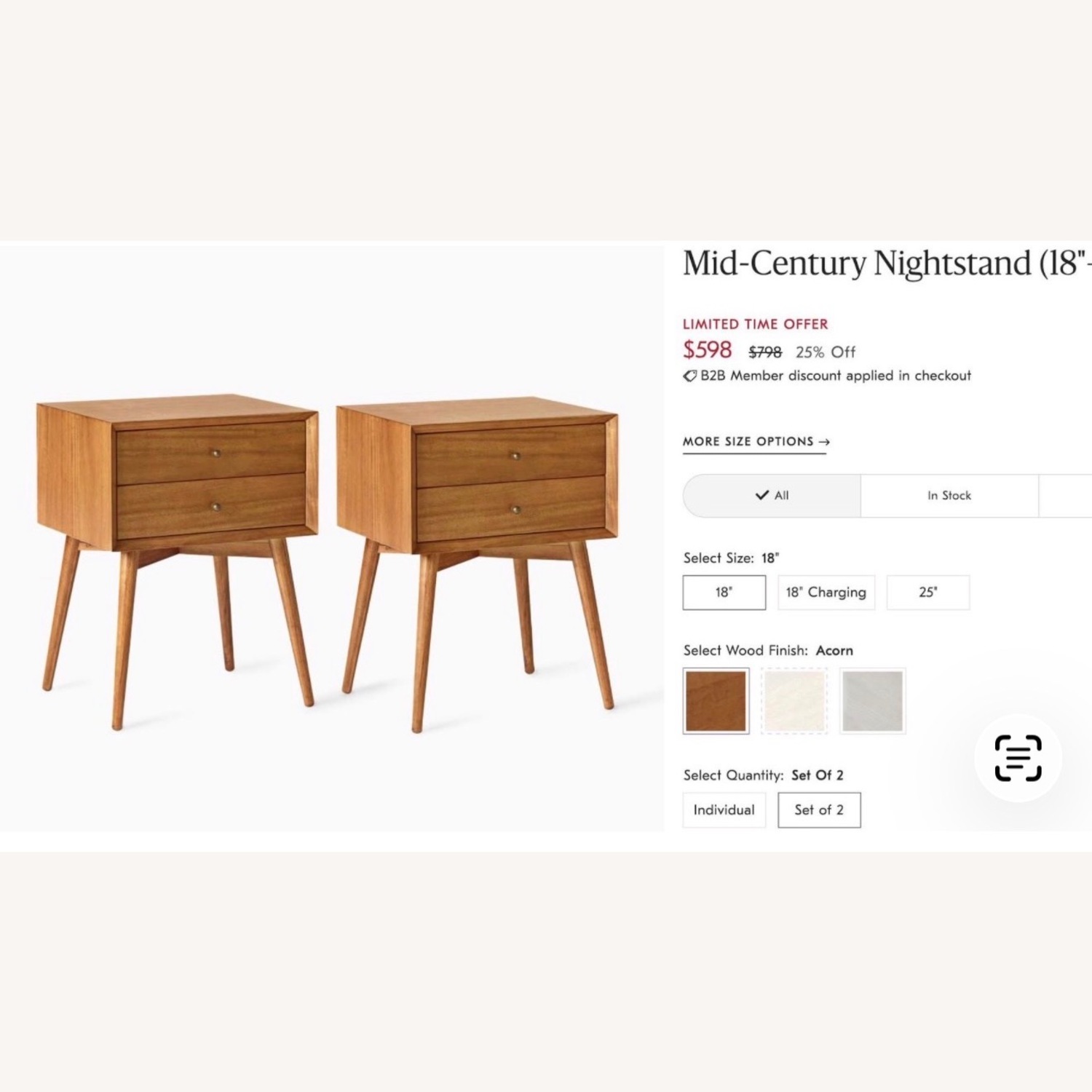 West Elm Mid-Century White Nightstands - image-4