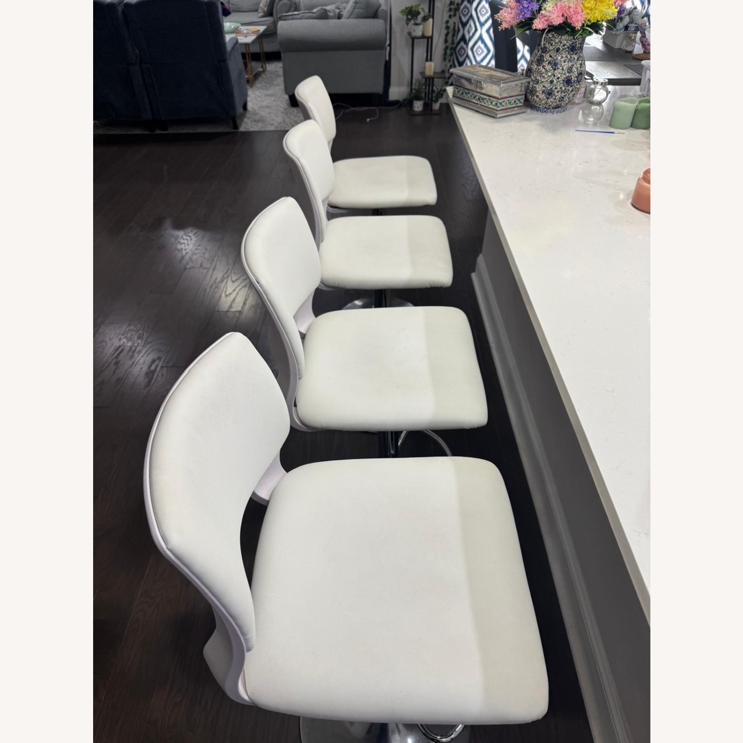 Sidanli White Fabric Stool - image-4