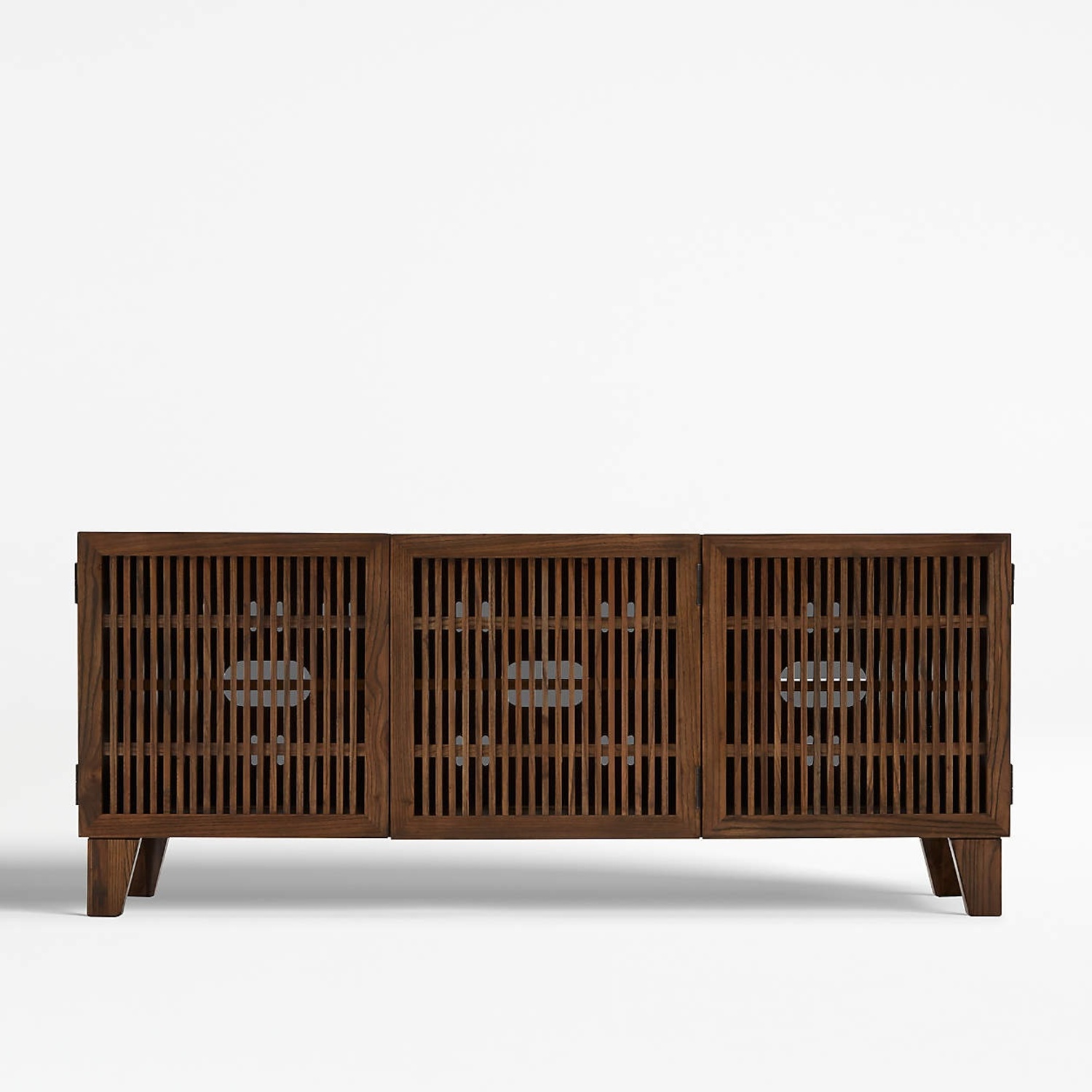 Crate & Barrel Dark Brown Wood Media Storage - image-5
