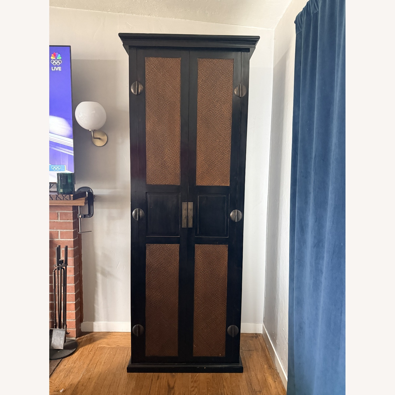Palecek Dark Brown Wood Armoire - image-1