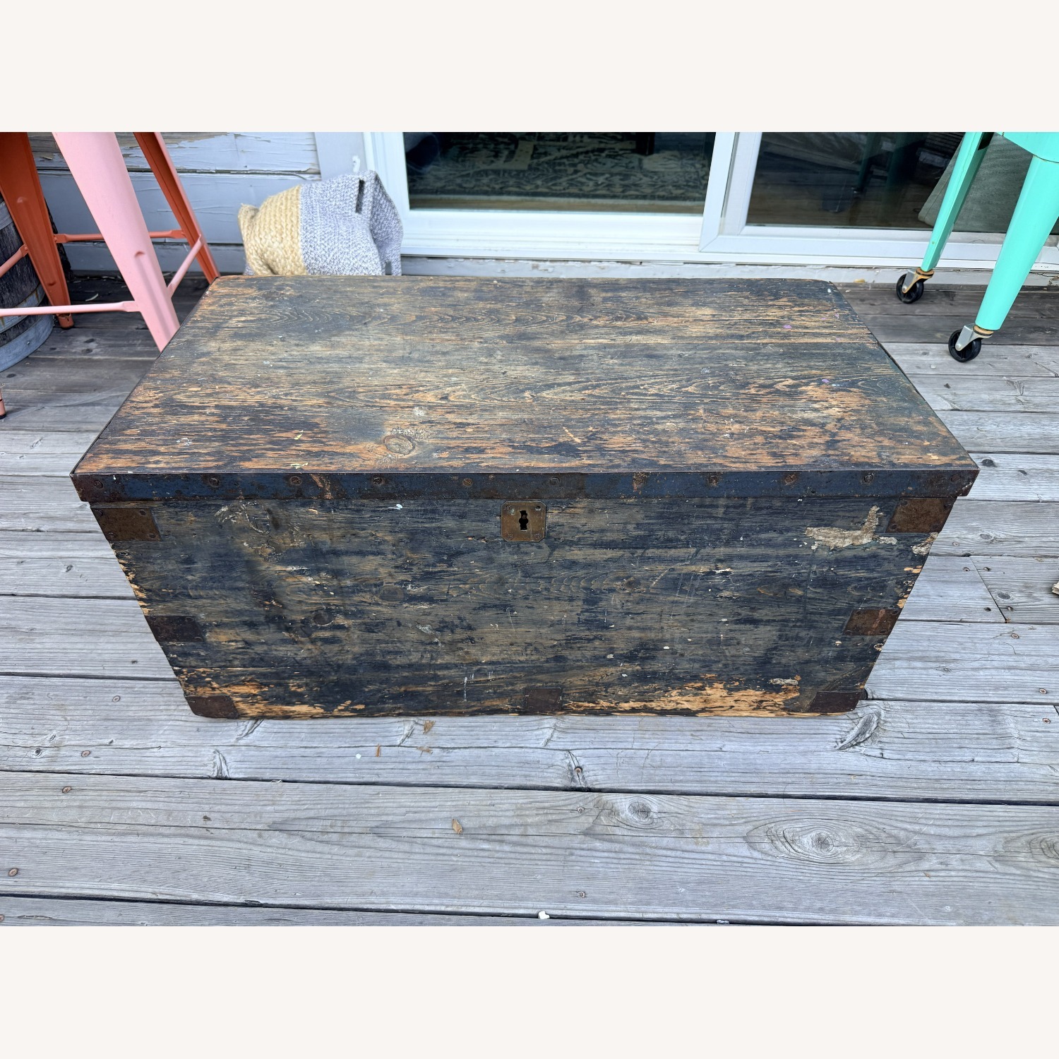 Vintage Rustic Wood Trunk Coffee Table - image-1