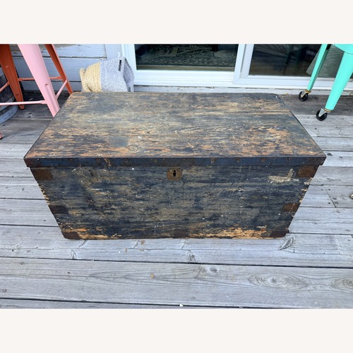 Used Vintage Rustic Wood Trunk Coffee Table for sale on AptDeco