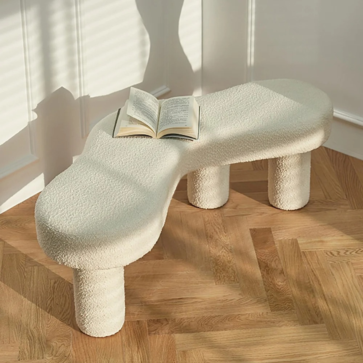 Homary White Boucle Bench - image-2