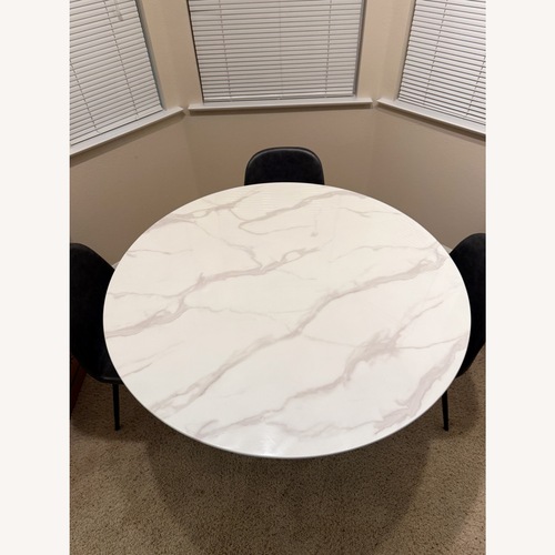 Used Wayfair Orren Ellis White Glass Dining Set for sale on AptDeco