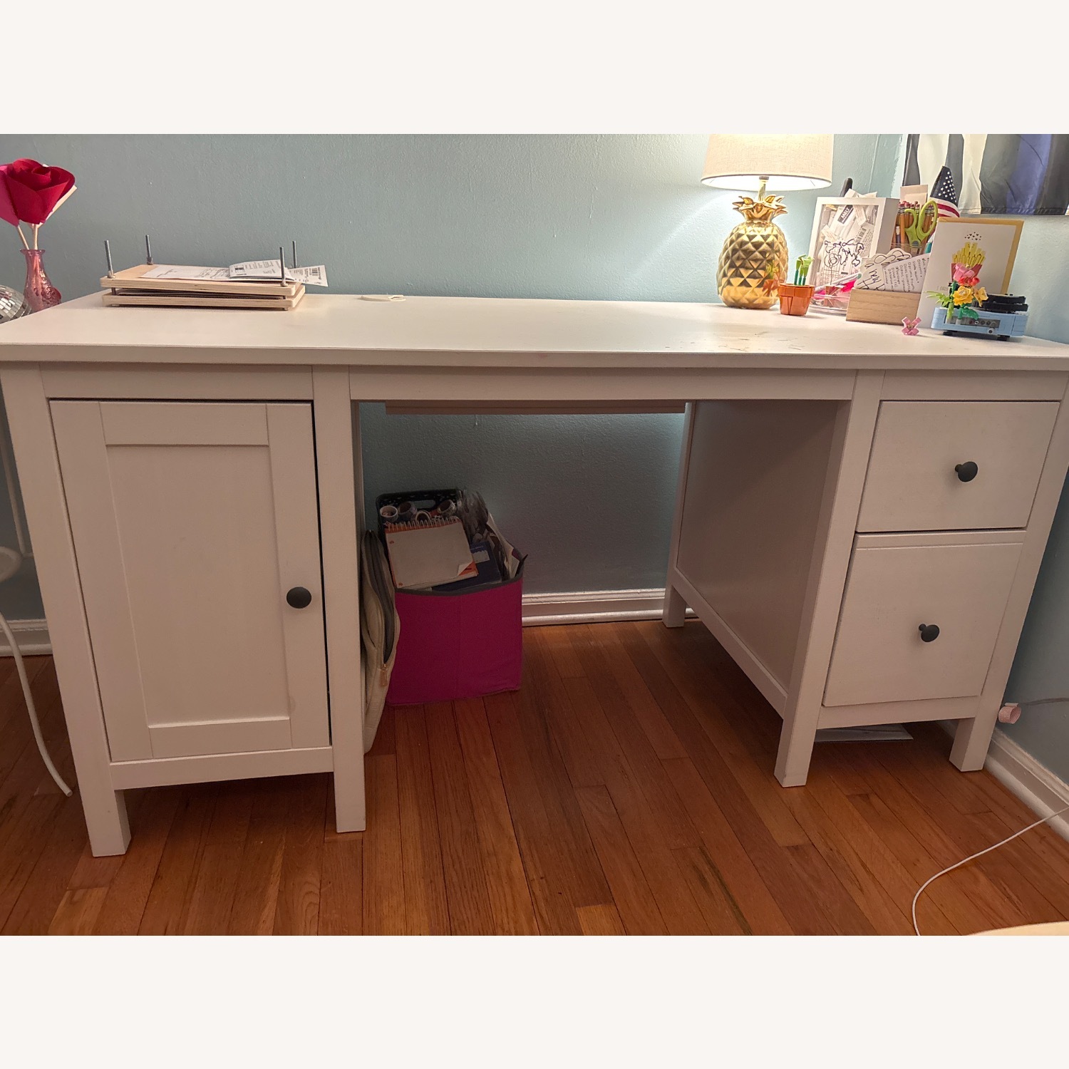 IKEA White Wood Desk - image-1