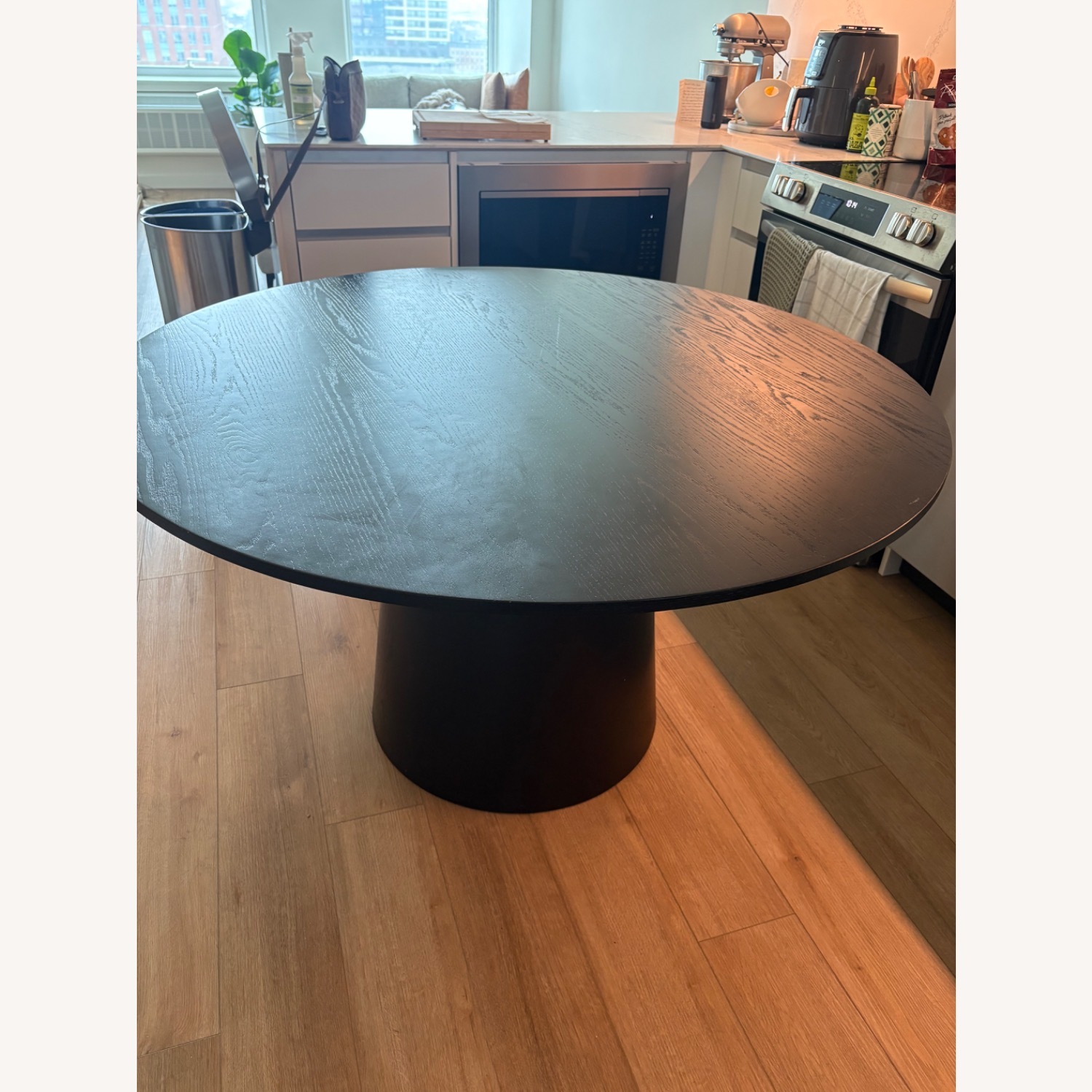 Adelyn 52" Solid Oak Round Pedestal Dining Table - image-3