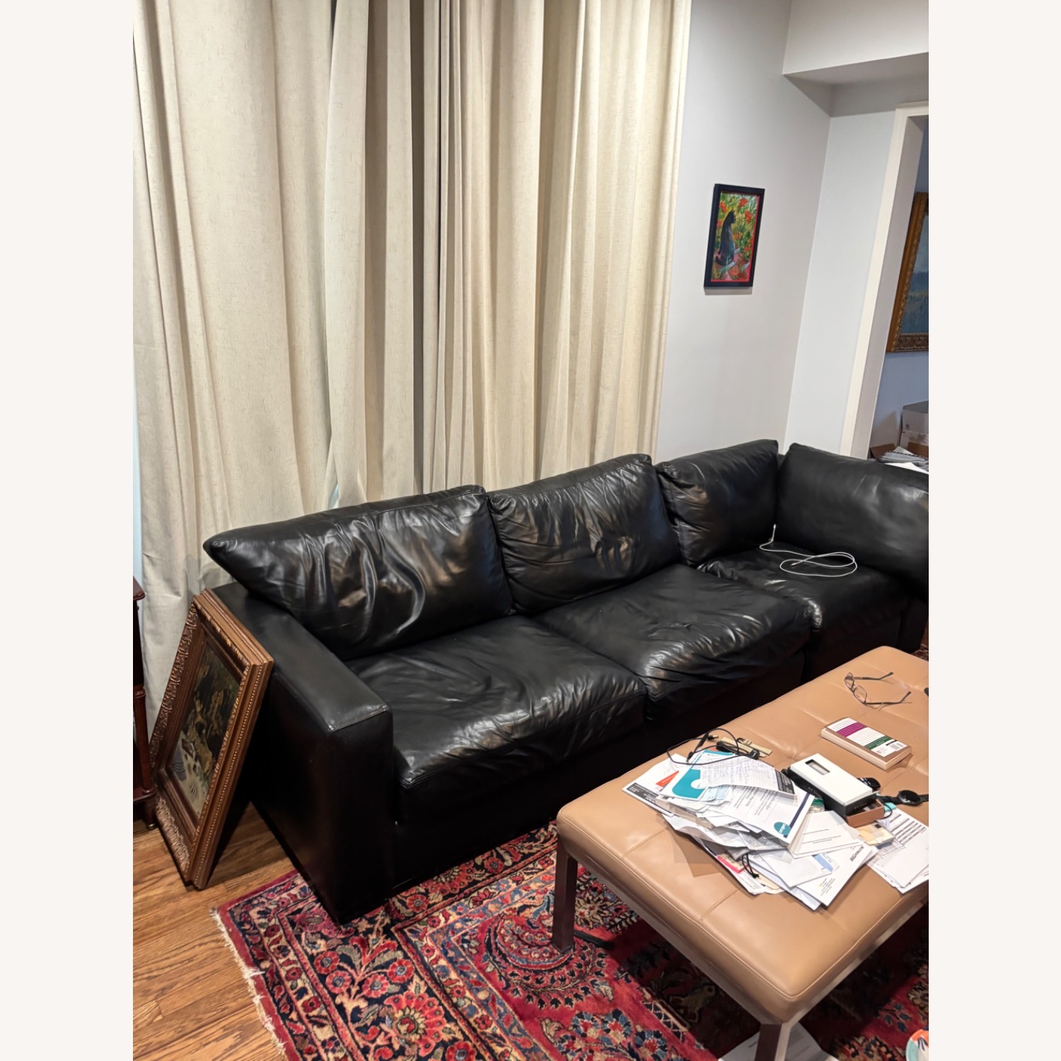 Room & Board Metro Black Leather 3+ Seater Sofa - image-3