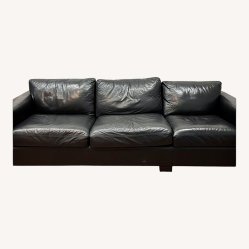 Used Room & Board Metro Black Leather 3+ Seater Sofa for sale on AptDeco