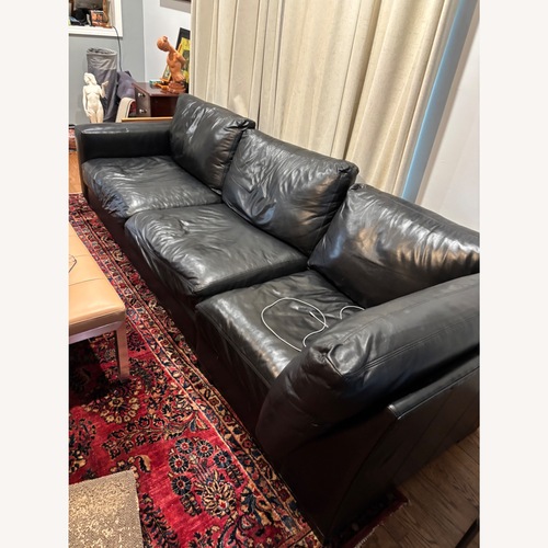 Used Room & Board Metro Black Leather 3+ Seater Sofa for sale on AptDeco
