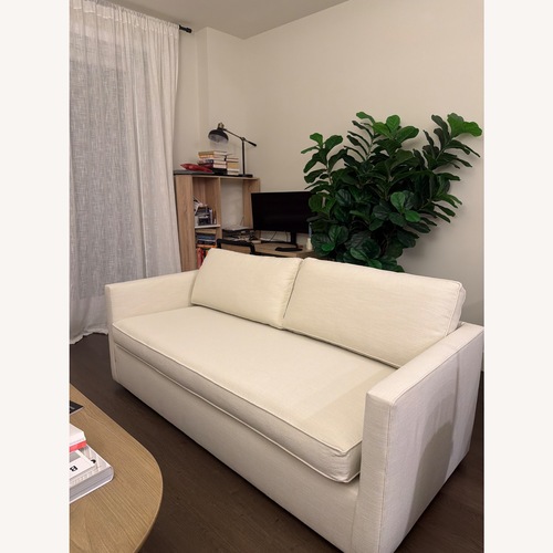 Used West Elm White Linen 2 Seater Sofa for sale on AptDeco