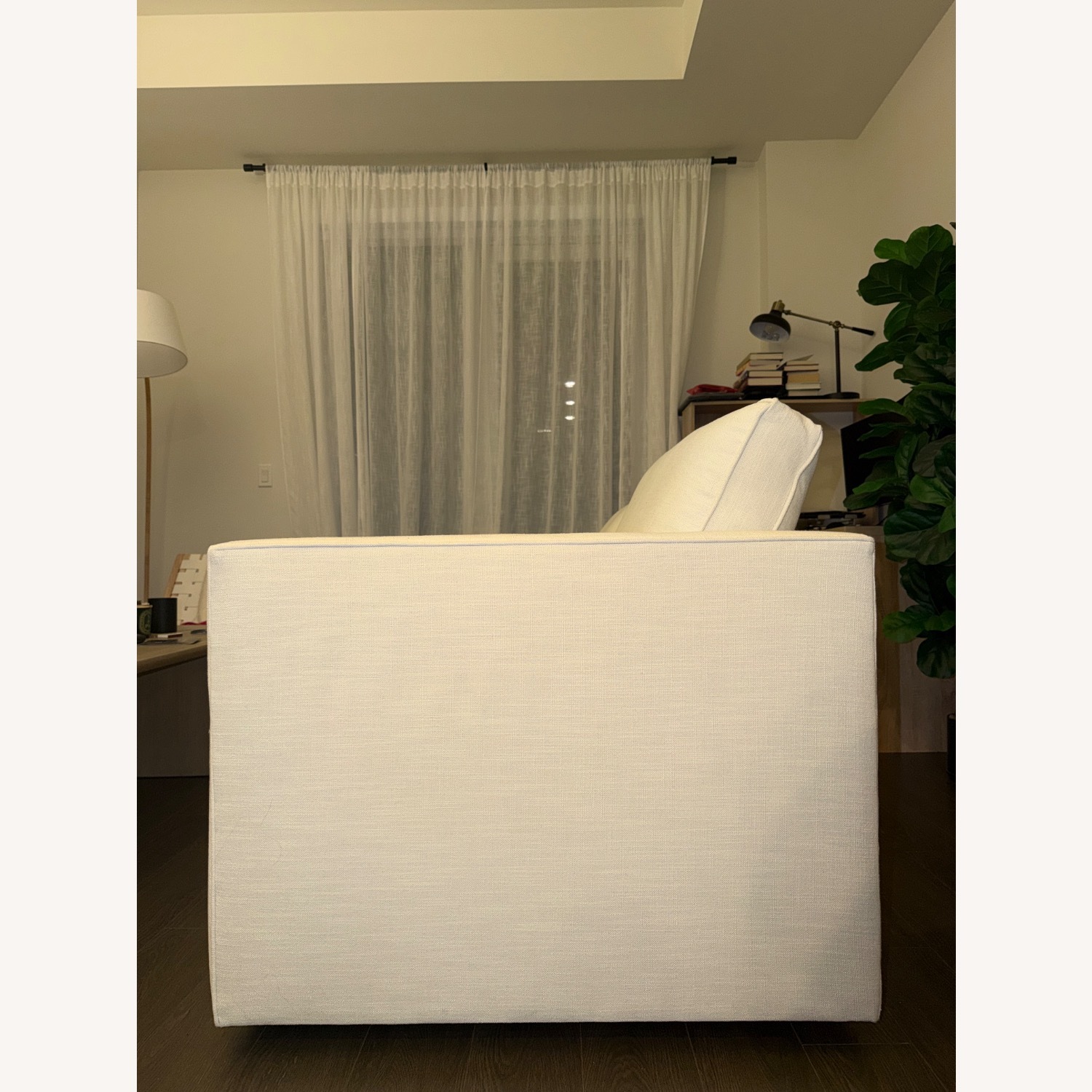 West Elm White Linen 2 Seater Sofa - image-3