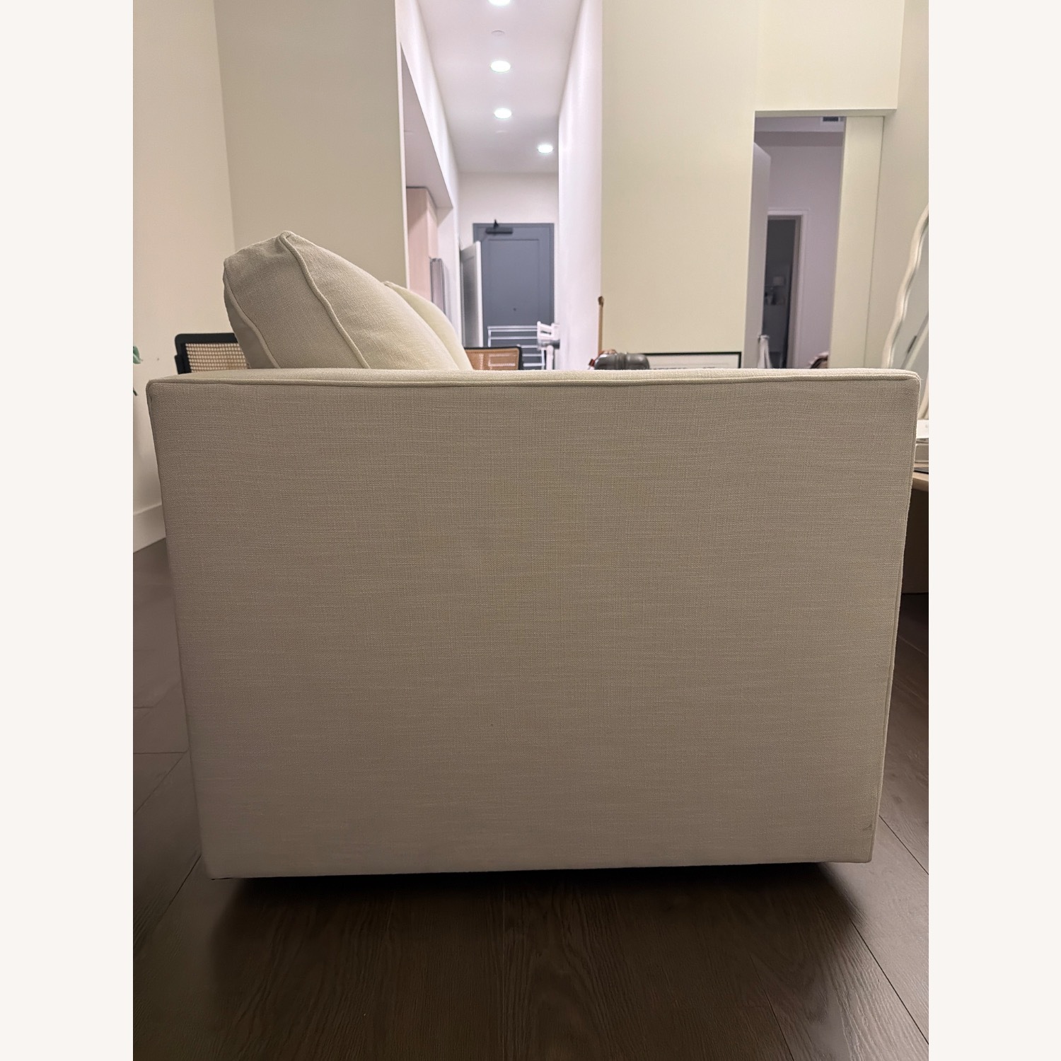 West Elm White Linen 2 Seater Sofa - image-4