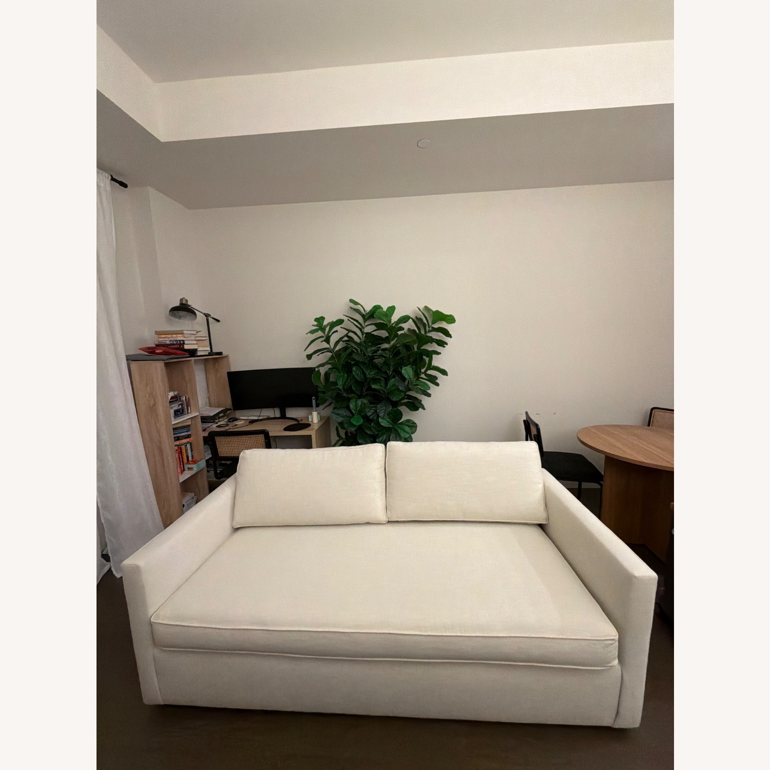 West Elm White Linen 2 Seater Sofa - image-2