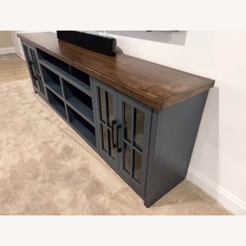 Used Navy-Walnut 96” TV Console for sale on AptDeco