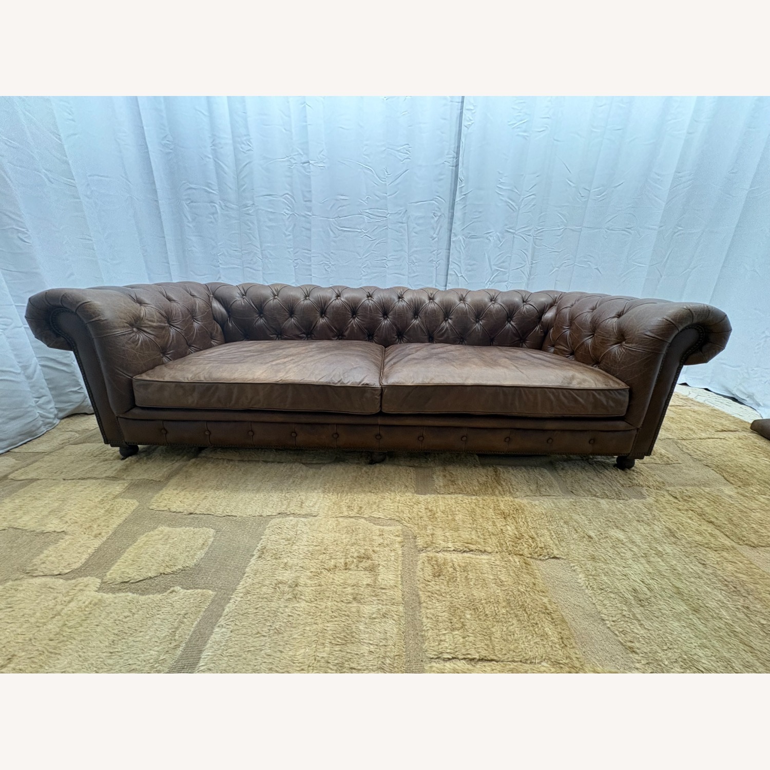 Restoration Hardware Kensington Leather 2-Cushion Sofa - image-16