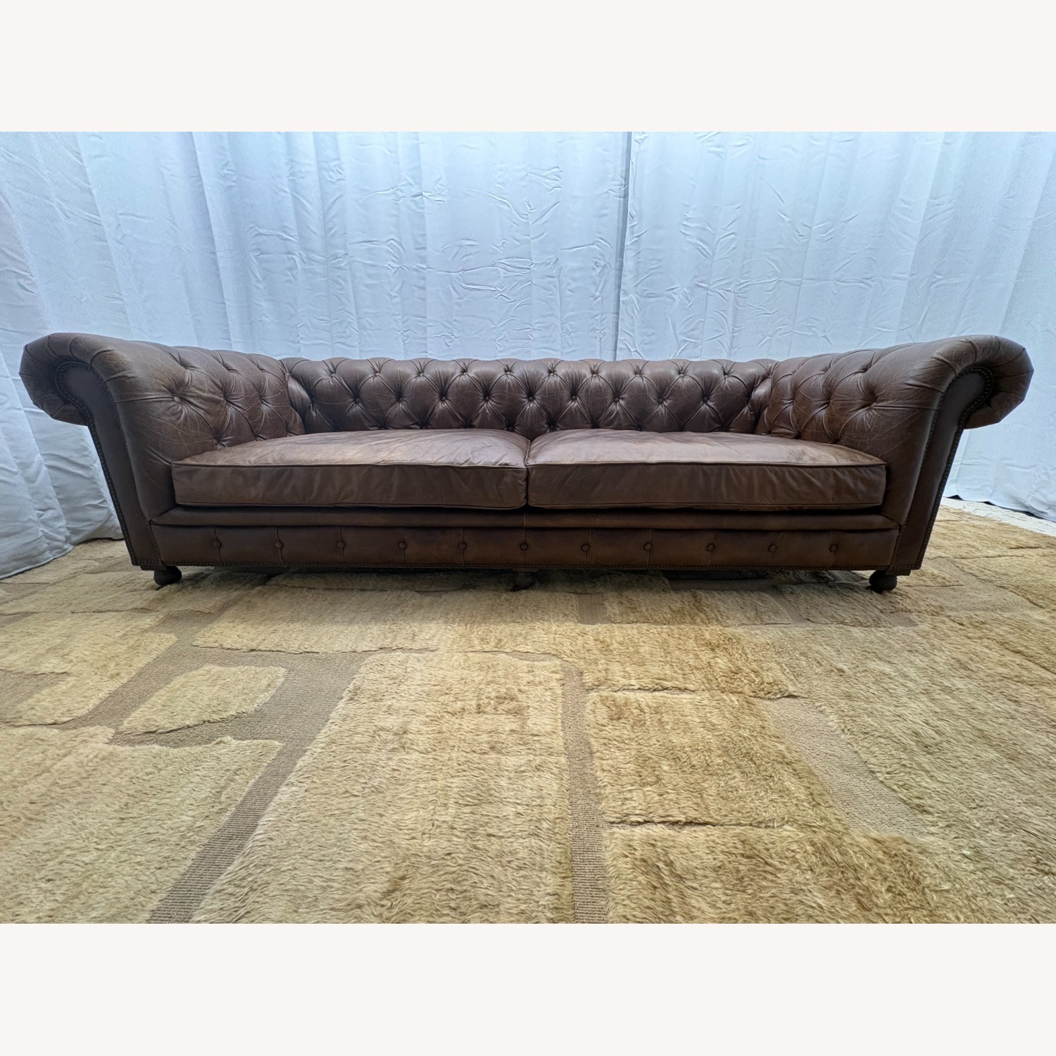 Restoration Hardware Kensington Leather 2-Cushion Sofa - image-6