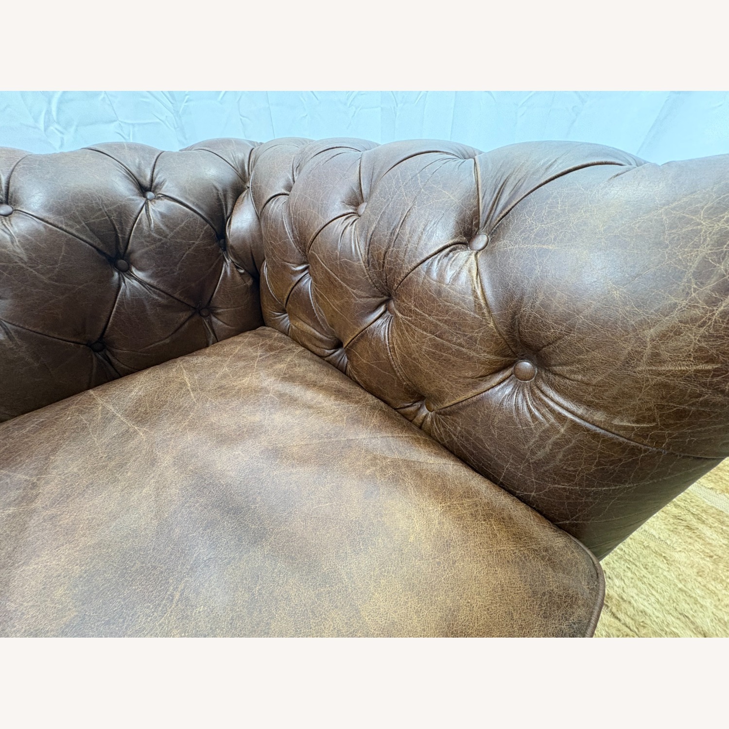 Restoration Hardware Kensington Leather 2-Cushion Sofa - image-4