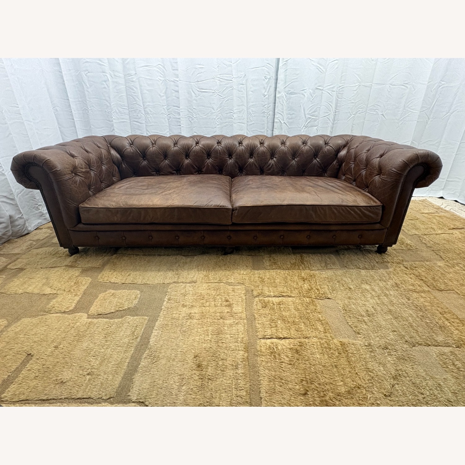 Restoration Hardware Kensington Leather 2-Cushion Sofa - image-15