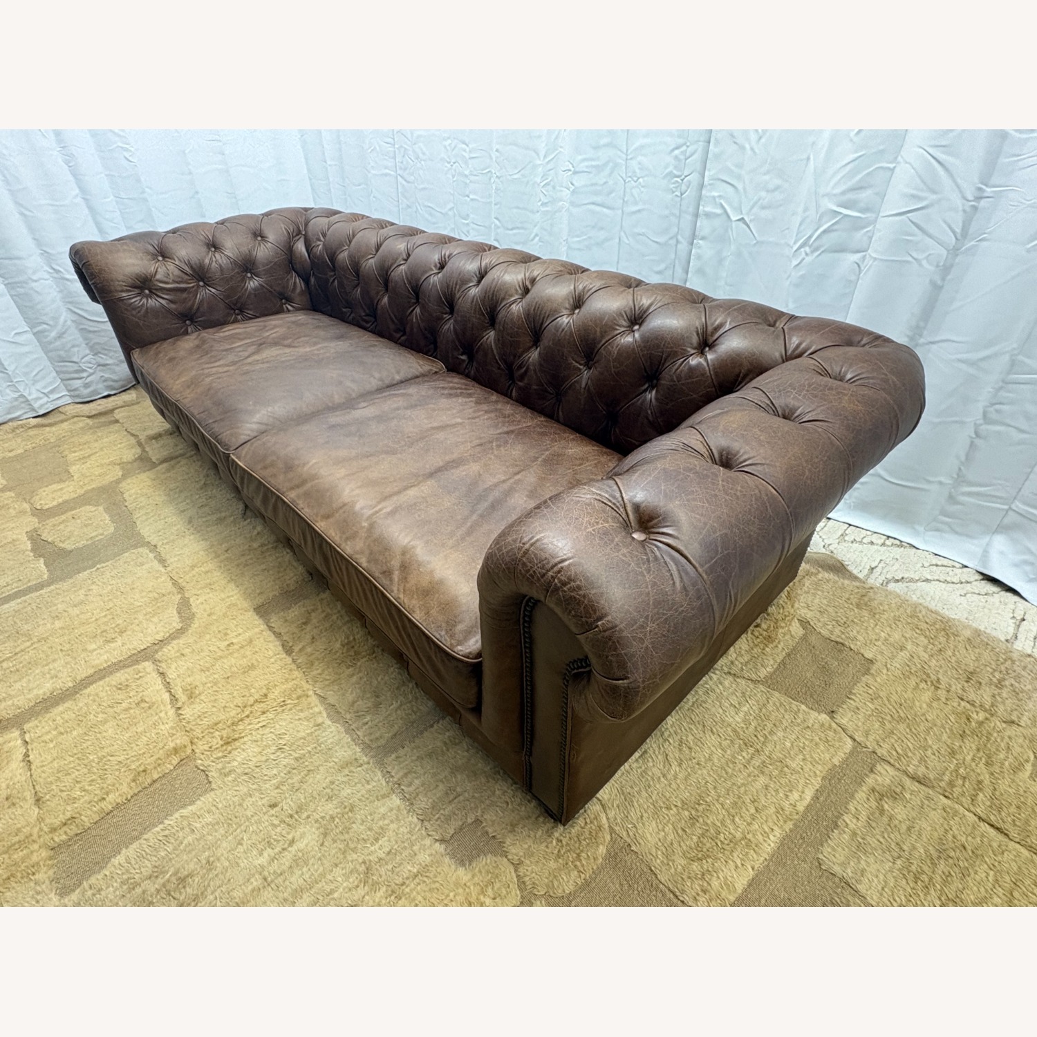 Restoration Hardware Kensington Leather 2-Cushion Sofa - image-17