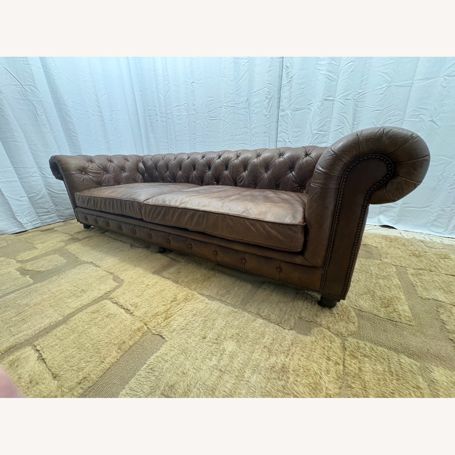 Restoration Hardware Kensington Leather 2-Cushion Sofa - image-7