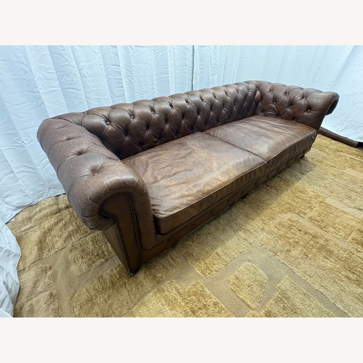 Restoration Hardware Kensington Leather 2-Cushion Sofa - image-22