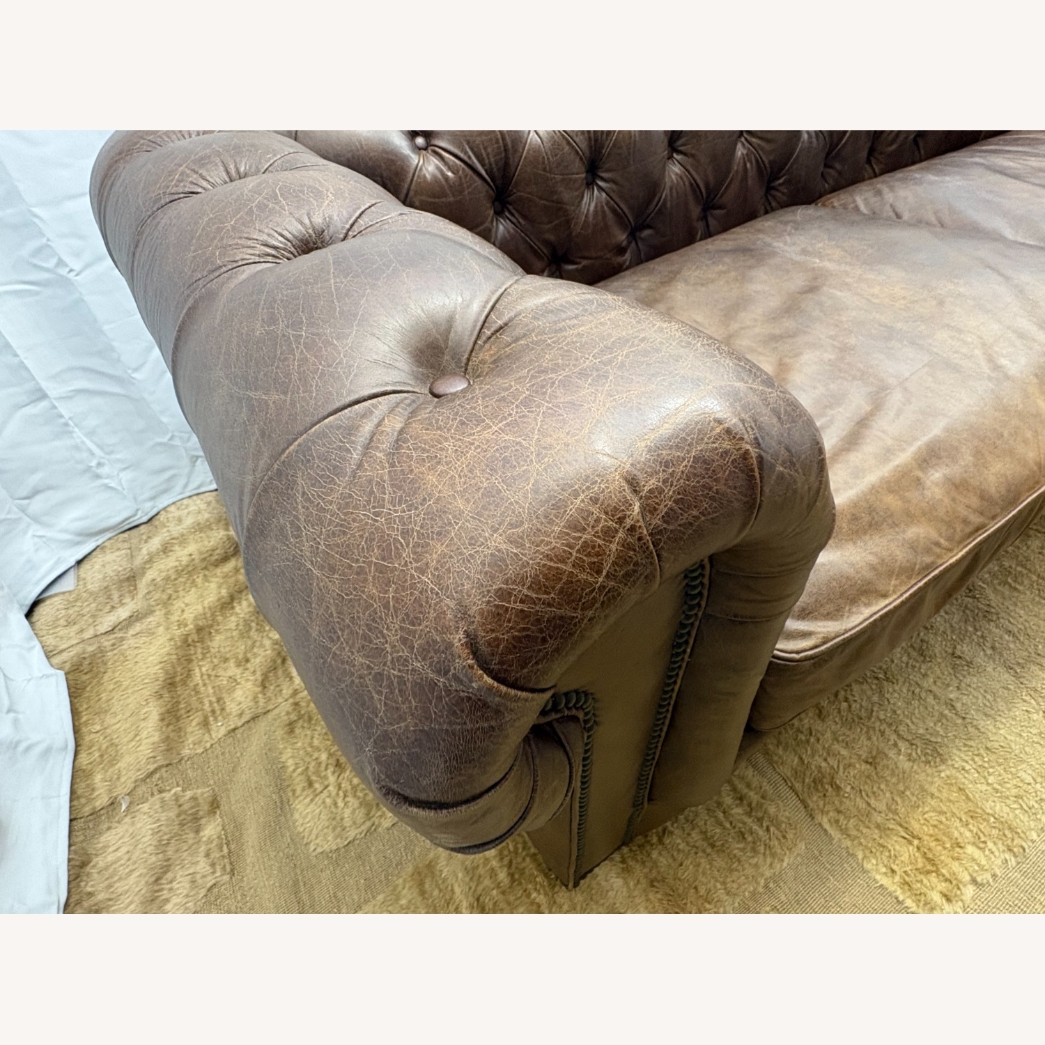 Restoration Hardware Kensington Leather 2-Cushion Sofa - image-9