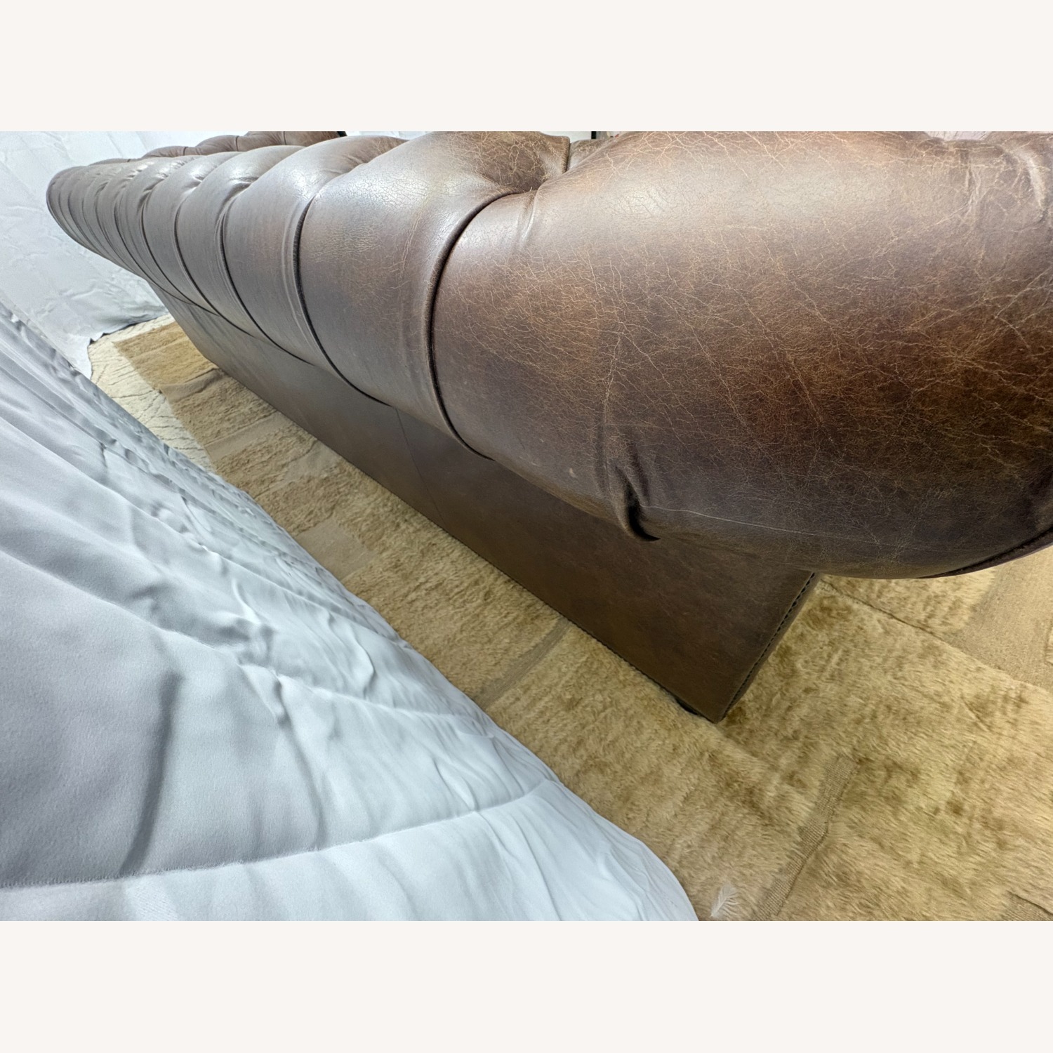 Restoration Hardware Kensington Leather 2-Cushion Sofa - image-8