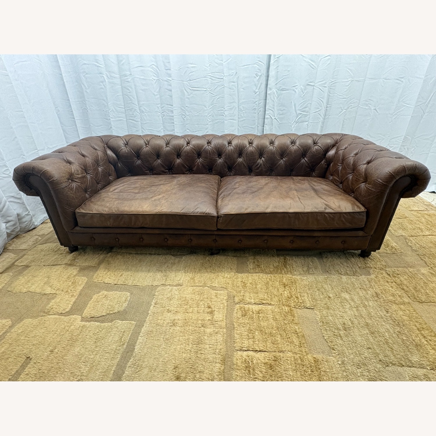 Restoration Hardware Kensington Leather 2-Cushion Sofa - image-25