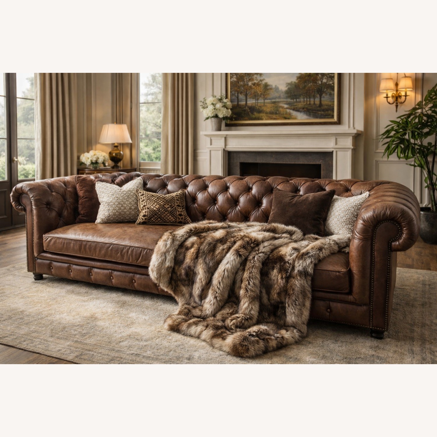 Restoration Hardware Kensington Leather 2-Cushion Sofa - image-26