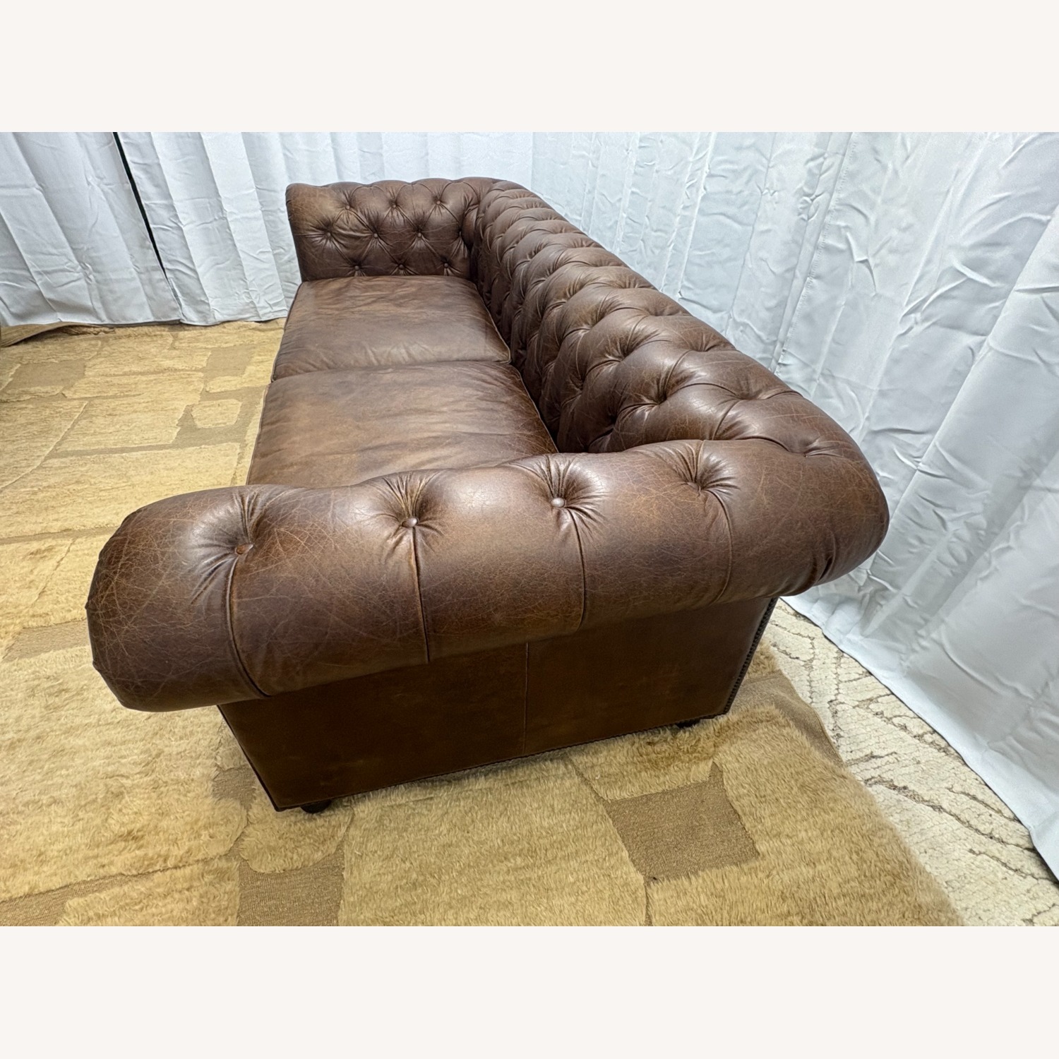 Restoration Hardware Kensington Leather 2-Cushion Sofa - image-23