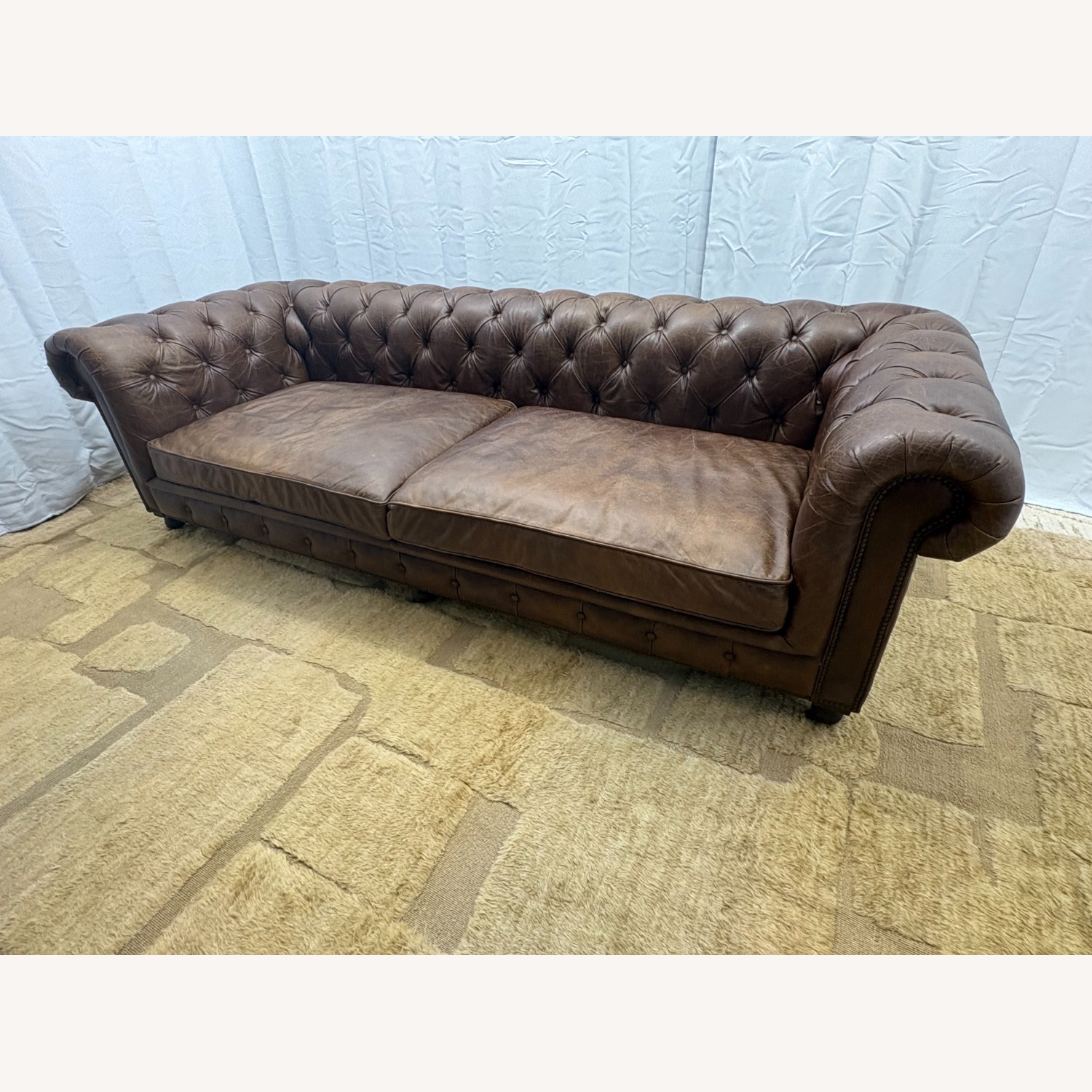 Restoration Hardware Kensington Leather 2-Cushion Sofa - image-24