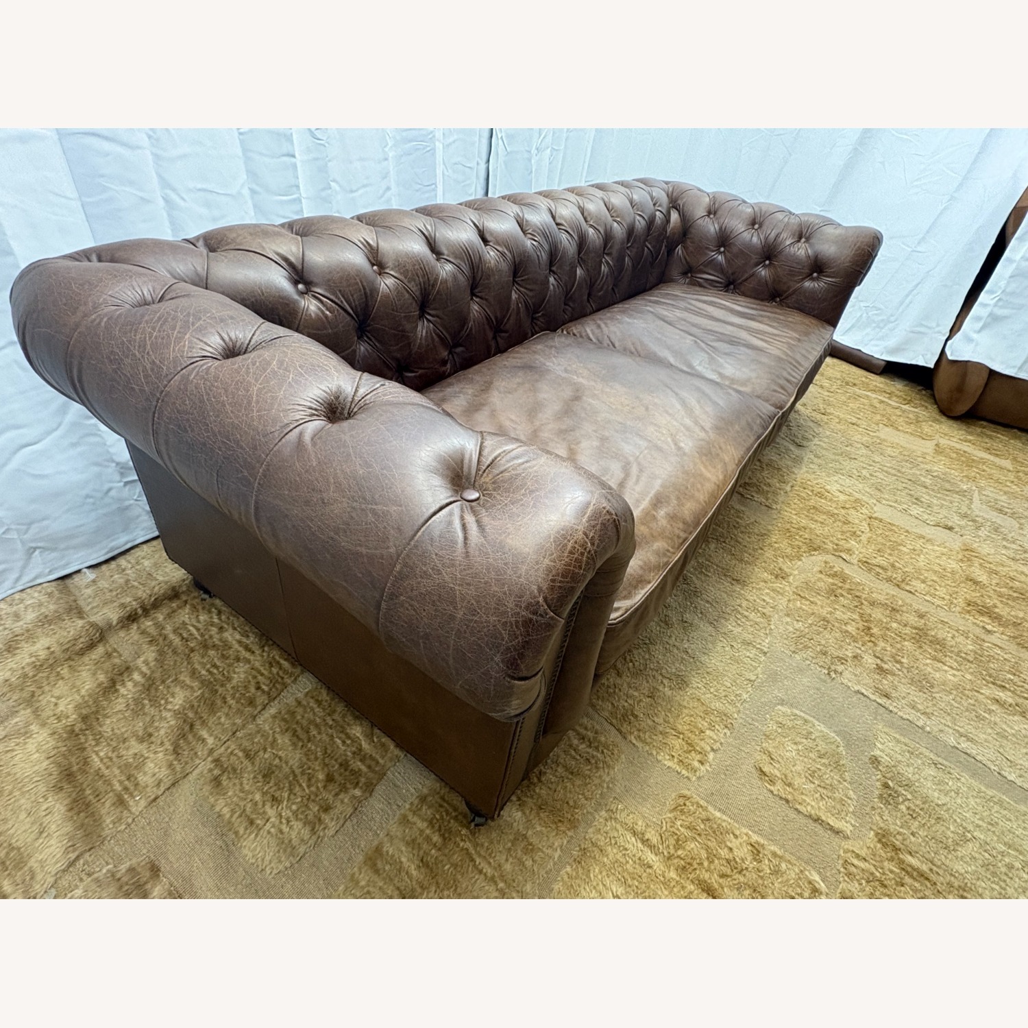 Restoration Hardware Kensington Leather 2-Cushion Sofa - image-11