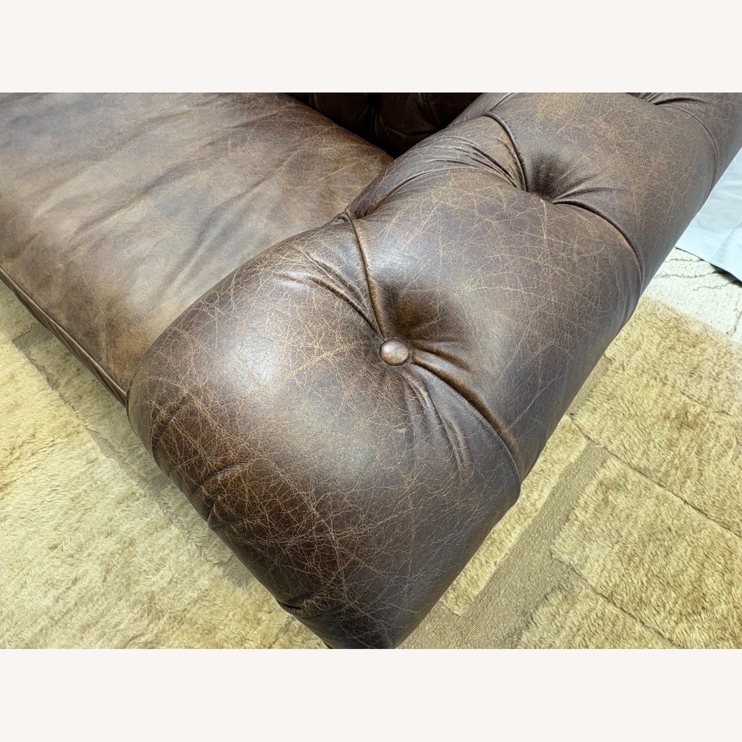 Restoration Hardware Kensington Leather 2-Cushion Sofa - image-14