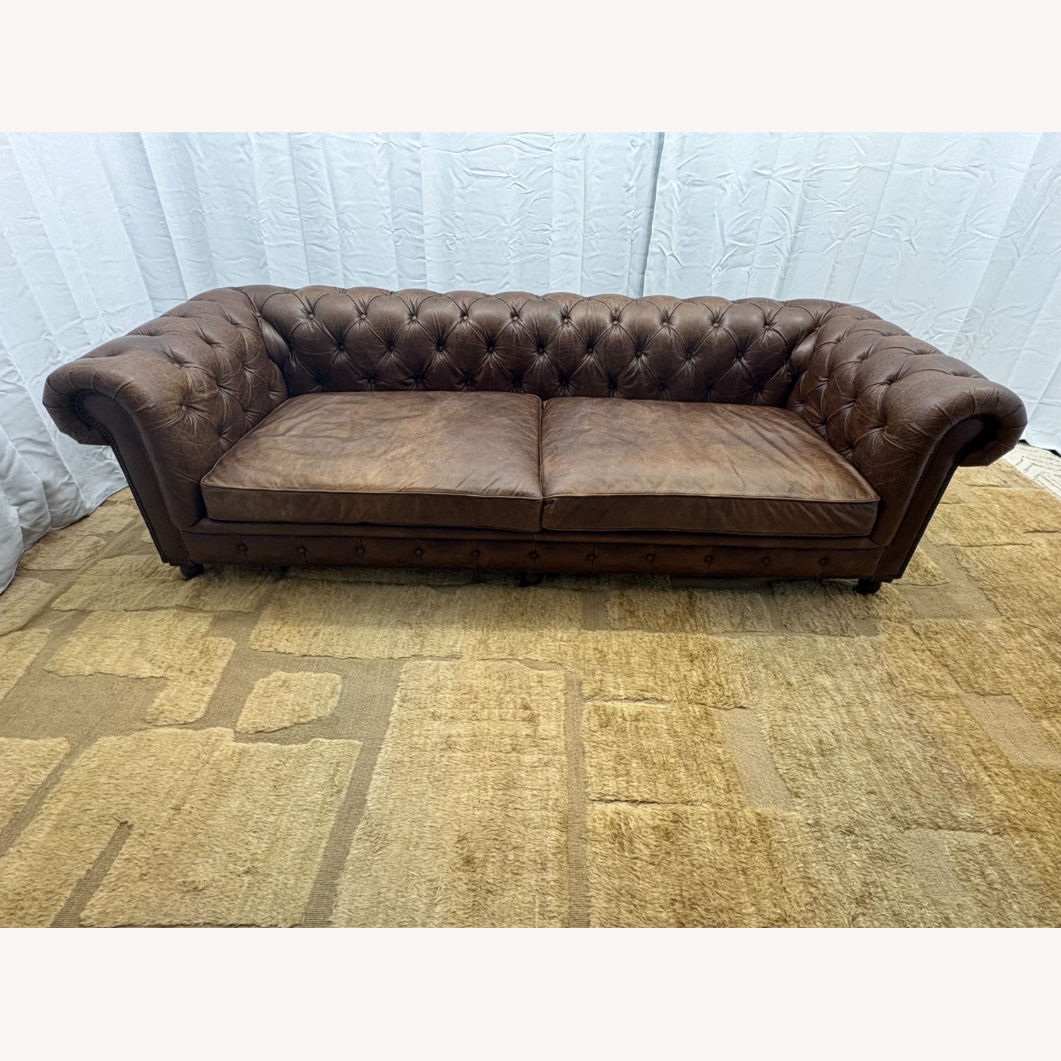 Restoration Hardware Kensington Leather 2-Cushion Sofa - image-18