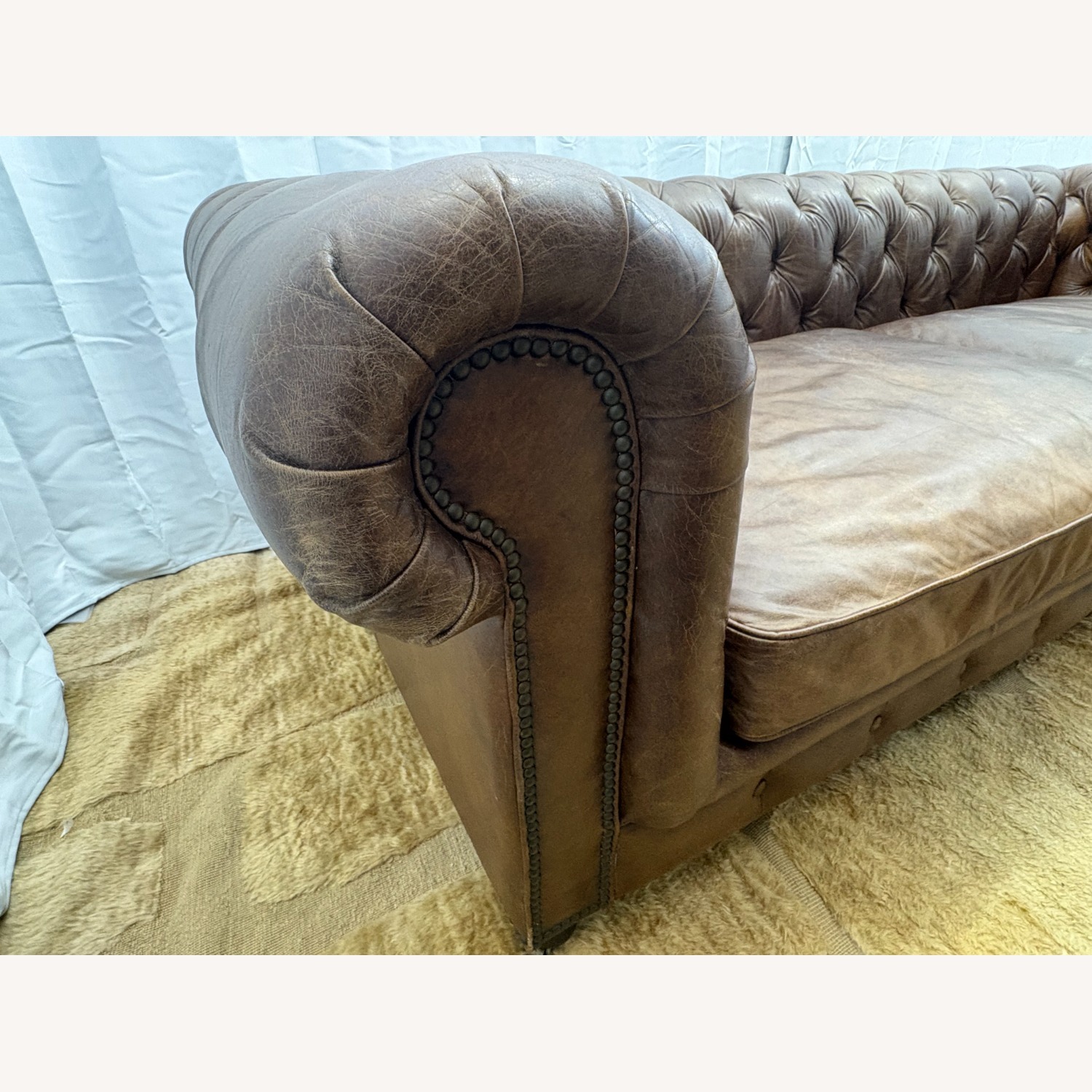 Restoration Hardware Kensington Leather 2-Cushion Sofa - image-19