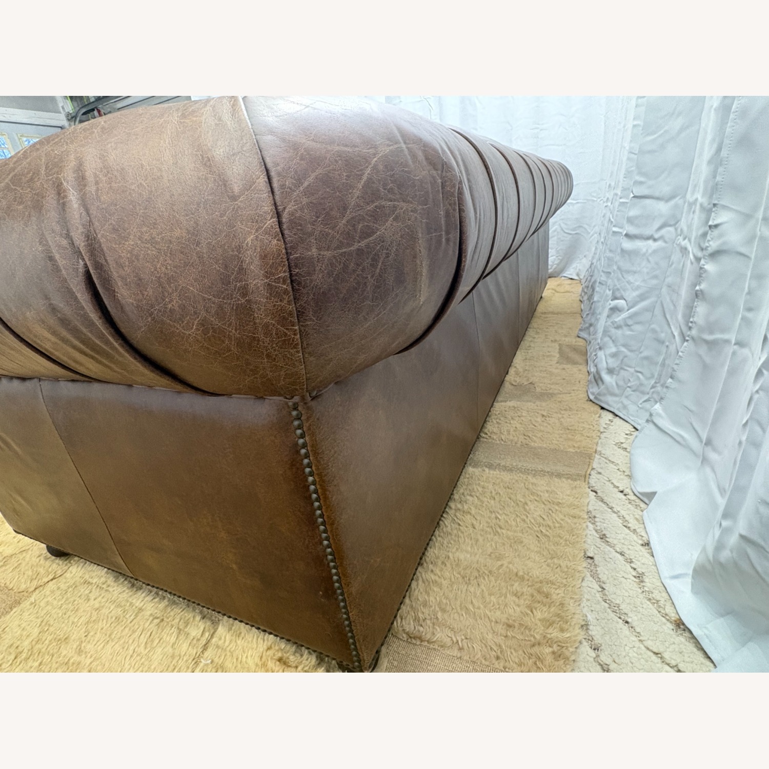 Restoration Hardware Kensington Leather 2-Cushion Sofa - image-13