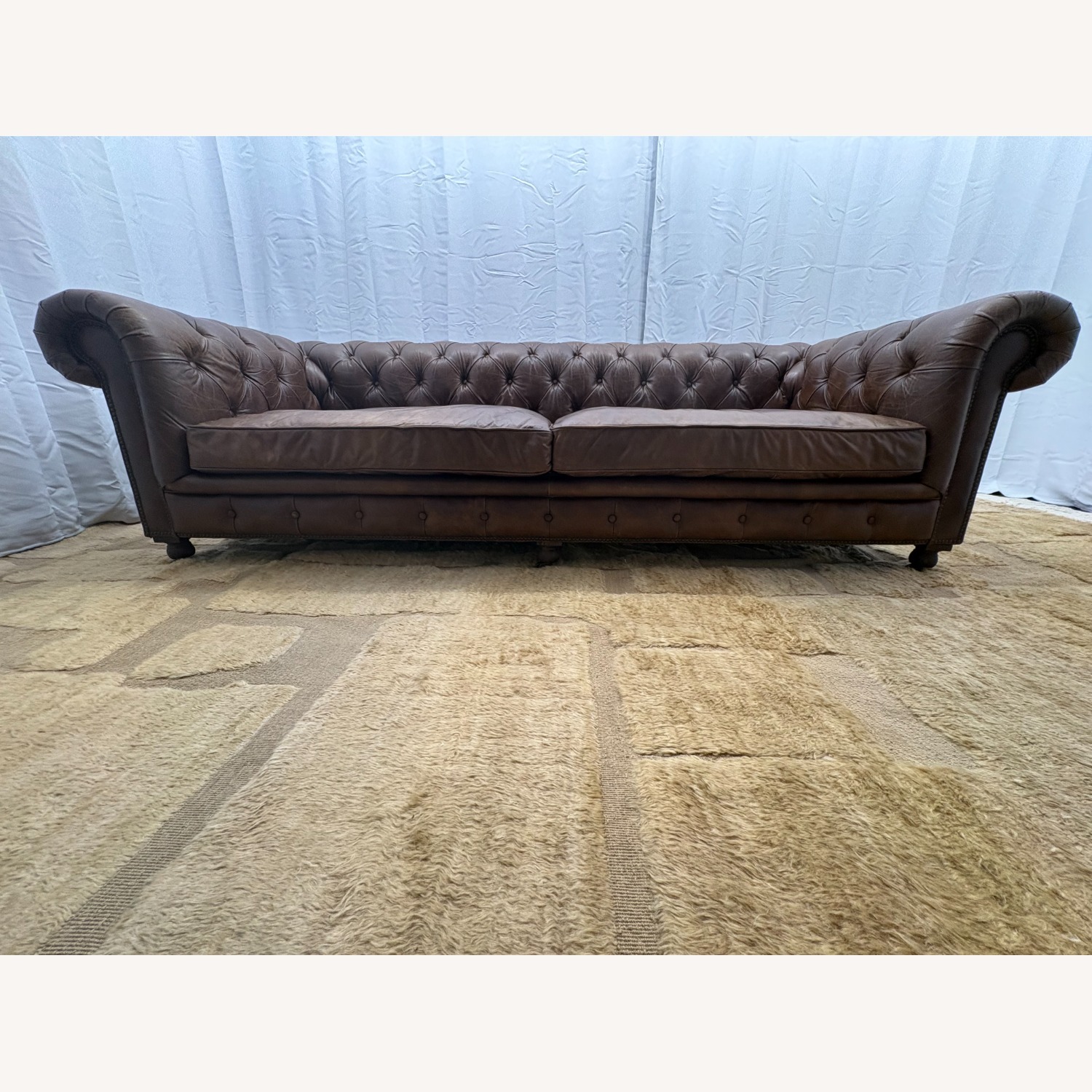 Restoration Hardware Kensington Leather 2-Cushion Sofa - image-3