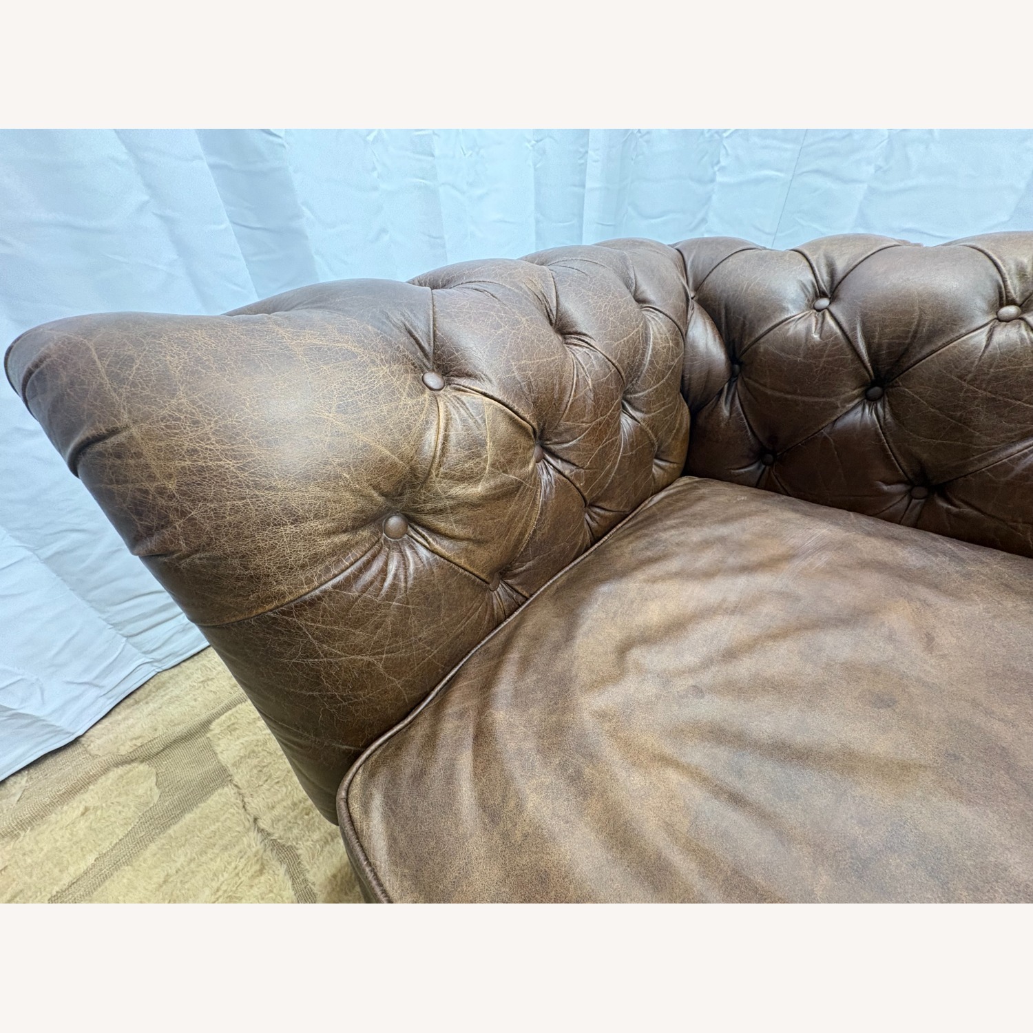 Restoration Hardware Kensington Leather 2-Cushion Sofa - image-2