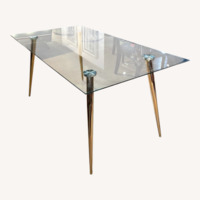 Modern Glass Top w Metal Legs Dining Table 