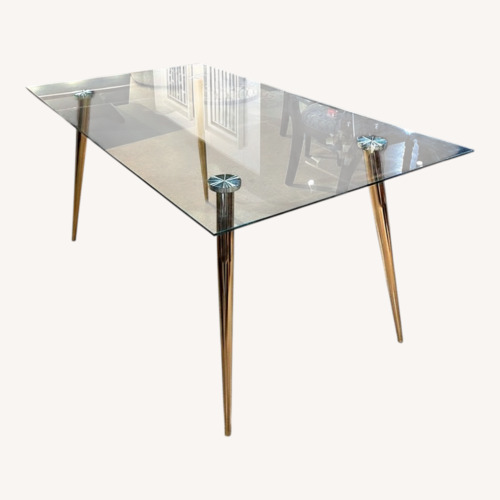 Used Modern Glass Top w Metal Legs Dining Table  for sale on AptDeco
