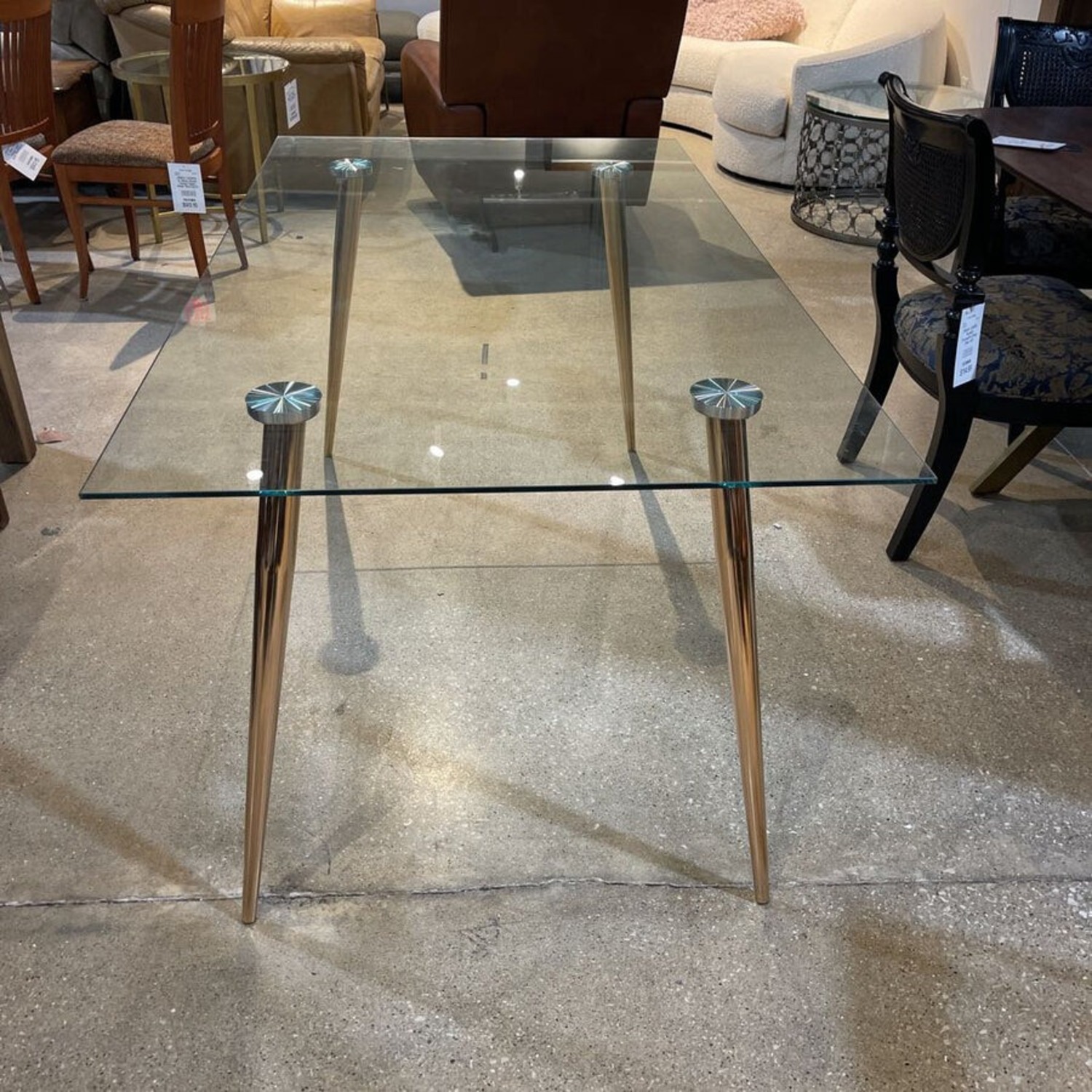 Modern Glass Top w Metal Legs Dining Table  - image-2
