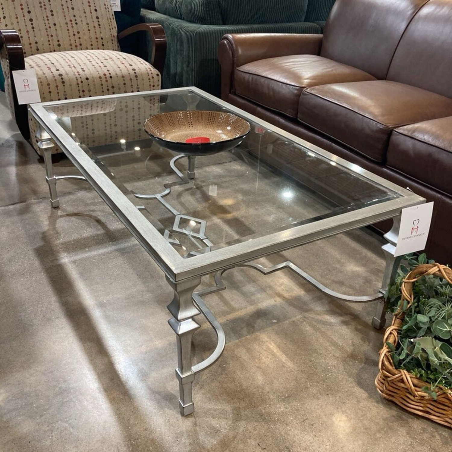 Hollywood Glam Silver Leaf Coffee Table - image-2