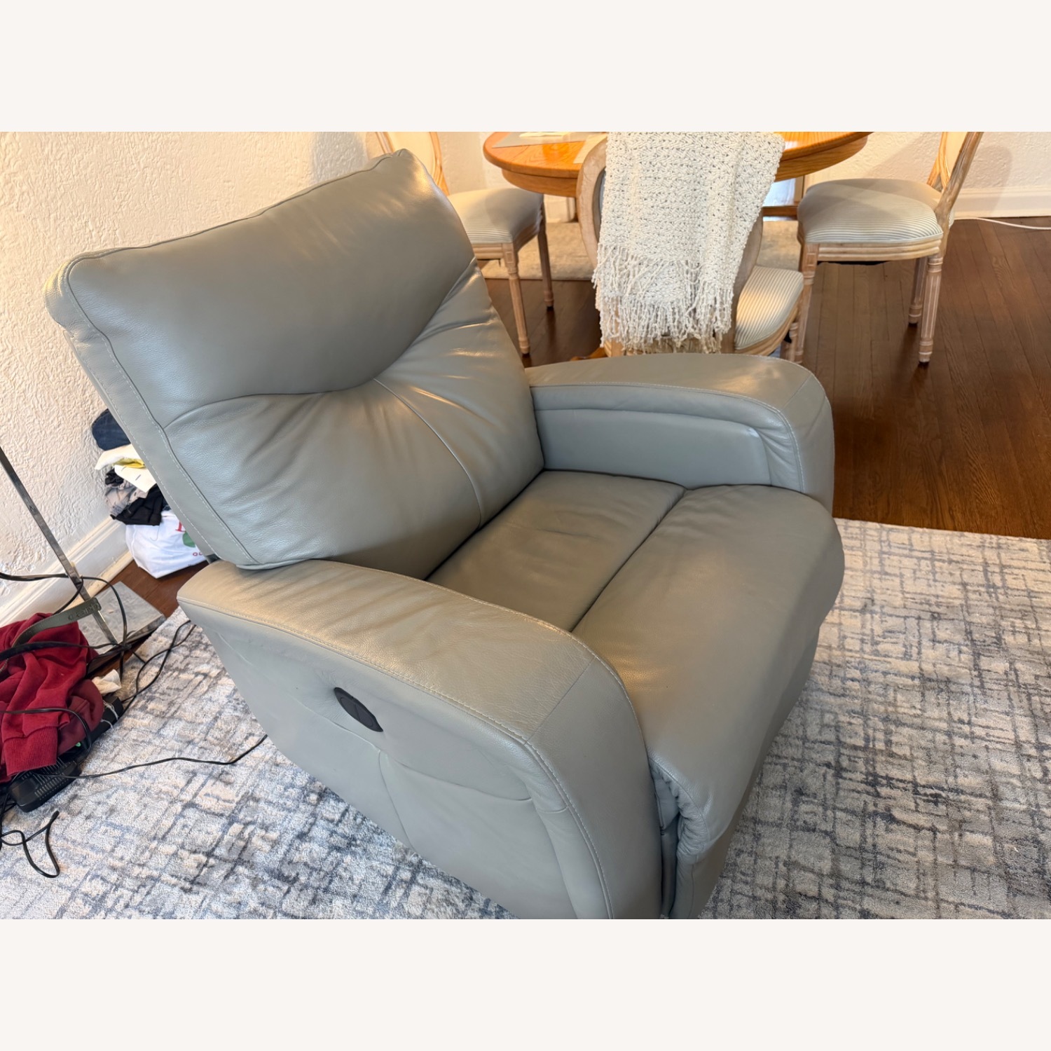 Medium Grey Leather Motorized Rocker Recliner  - image-2