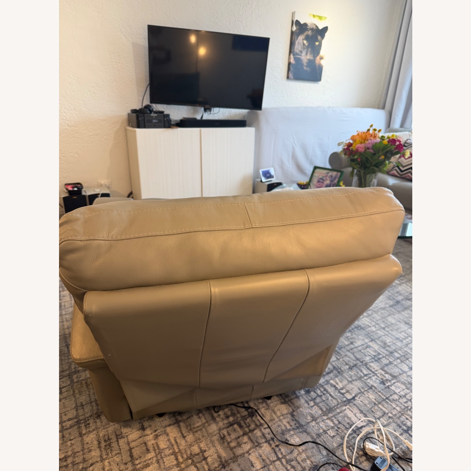 Medium Grey Leather Motorized Rocker Recliner  - image-7