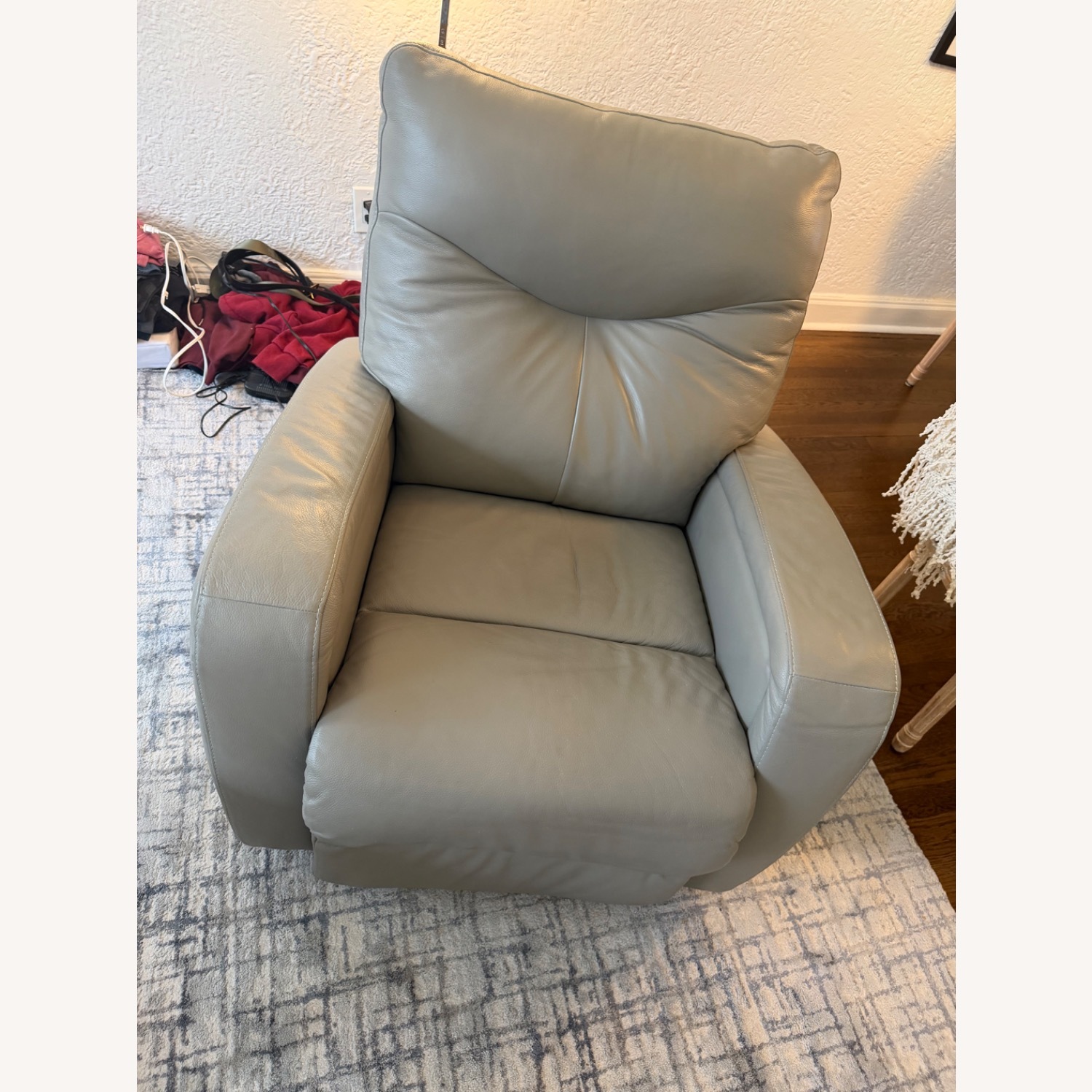 Medium Grey Leather Motorized Rocker Recliner  - image-1