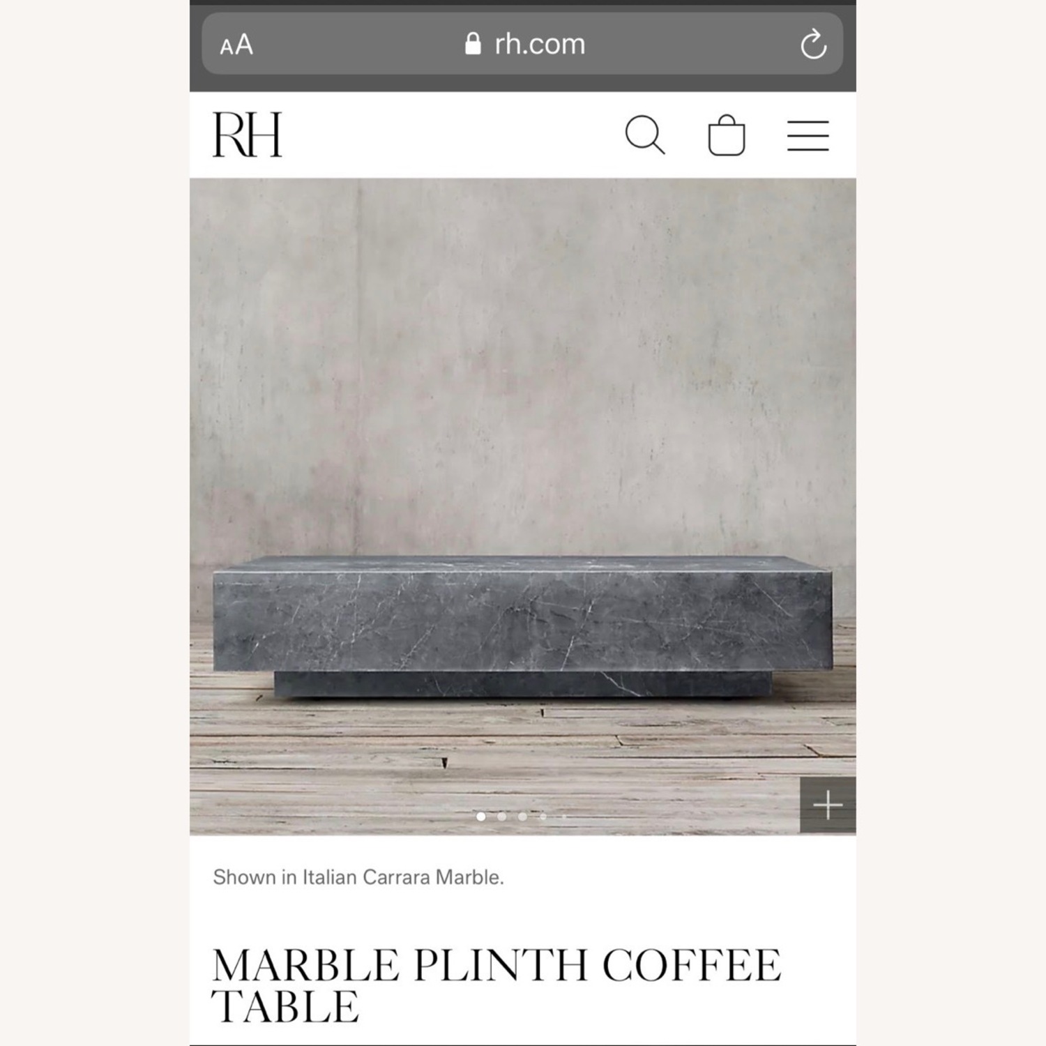 RH Italian Carrera Marble Plinth Coffee Table - image-2